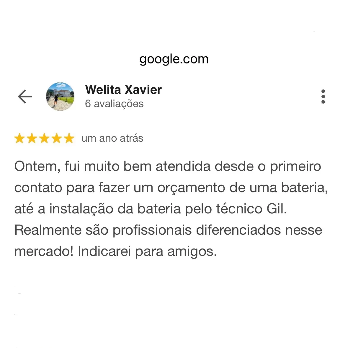 Feedback de cliente - Mário Baterias 4