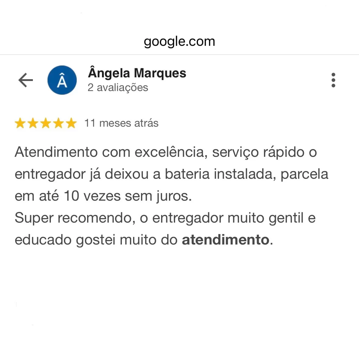 Feedback de cliente - Mário Baterias 3